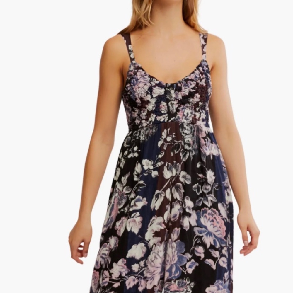 Free People Melrose Smocked Wide Leg Jumpsuit - XL